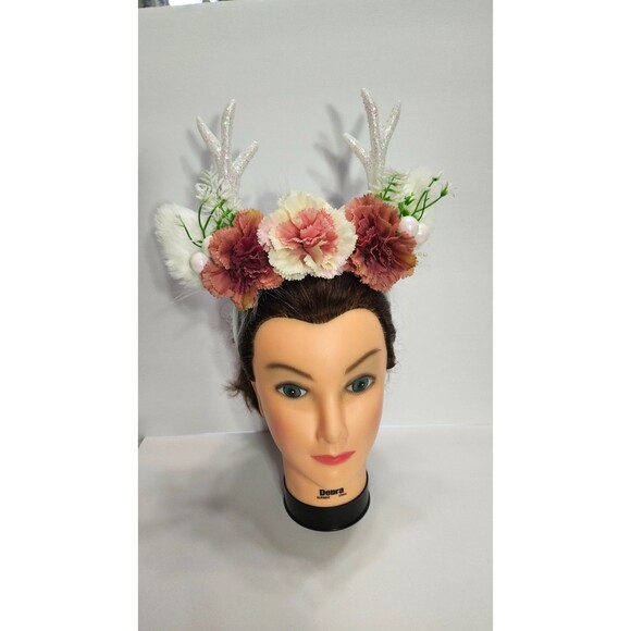 Handmade Light-Up Floral Antler Headband LED Deer Antlers Festival Costume NWOT - Picture 8 of 15